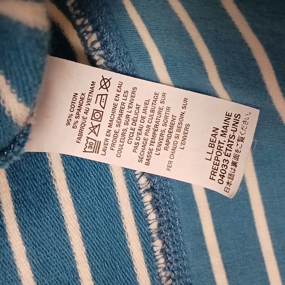 L.L. Bean Ultrasoft Full Zip Striped Jacket Sweatshirt Blue/White Size M - Picture 11 of 13